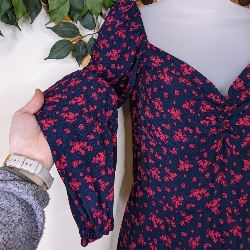 Francesca's Miami Sweetheart Neck Long Sleeve Floral Mini Dress - Size Small - Picture 4 of 9